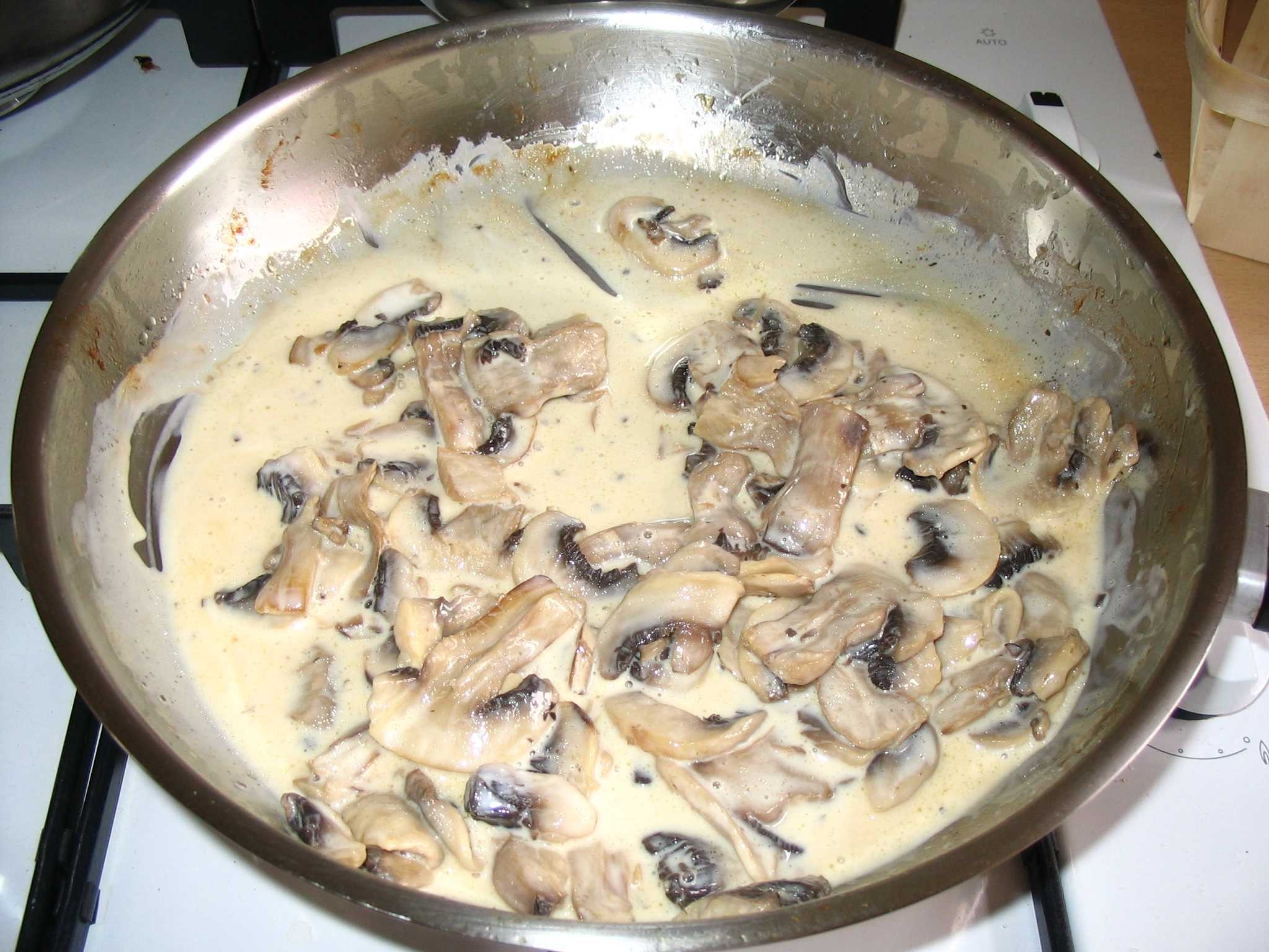 Pollo en Salsa Blanca y Champiñones